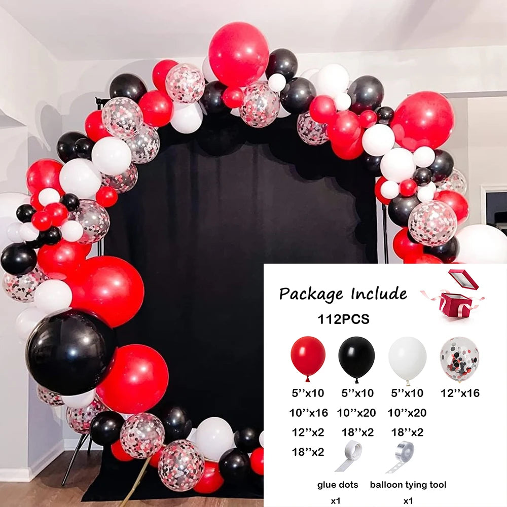 1 Set Red Black Balloons Garland Arch Kit Baby Shower Birthday Decorations Red White Black Silver Balloon Graduation Party Decor