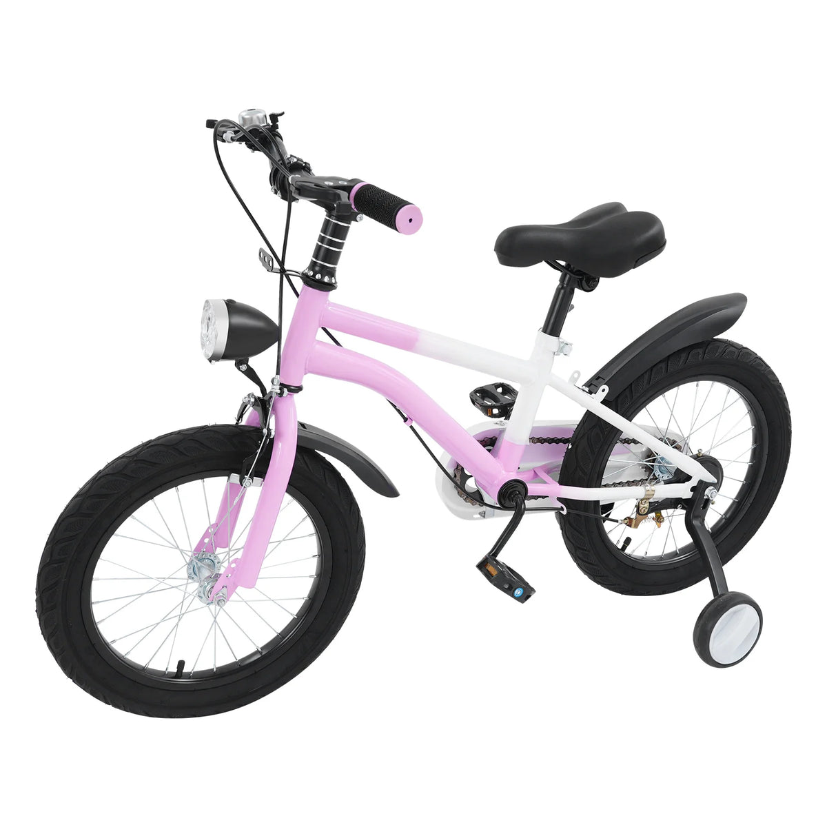 16 inches Kids' Bike with Front Light,Training Wheels| Pink/Yellow/Grey Children's Bicycle for5-8 Years Old Kids