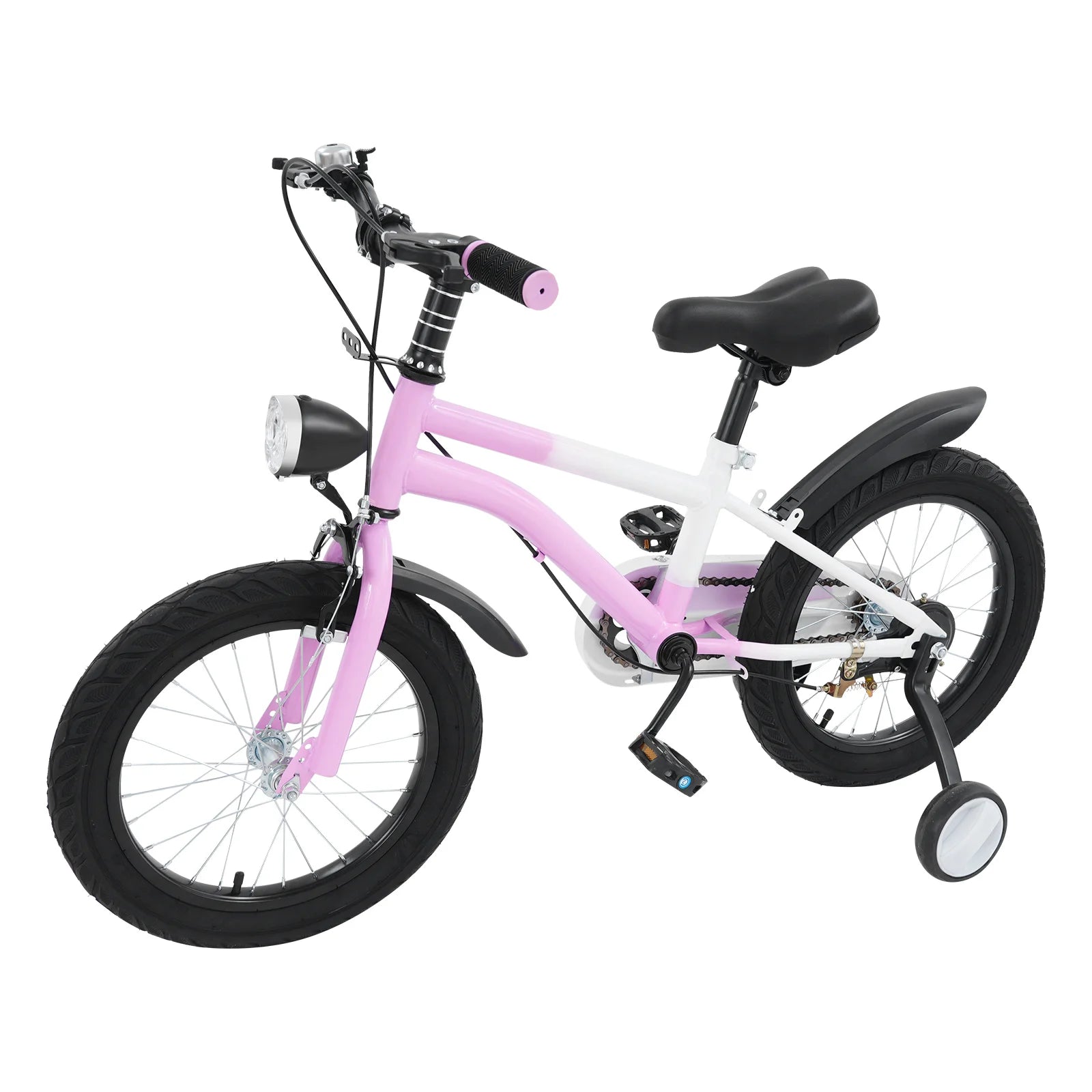 16 inches Kids' Bike with Front Light,Training Wheels| Pink/Yellow/Grey Children's Bicycle for5-8 Years Old Kids