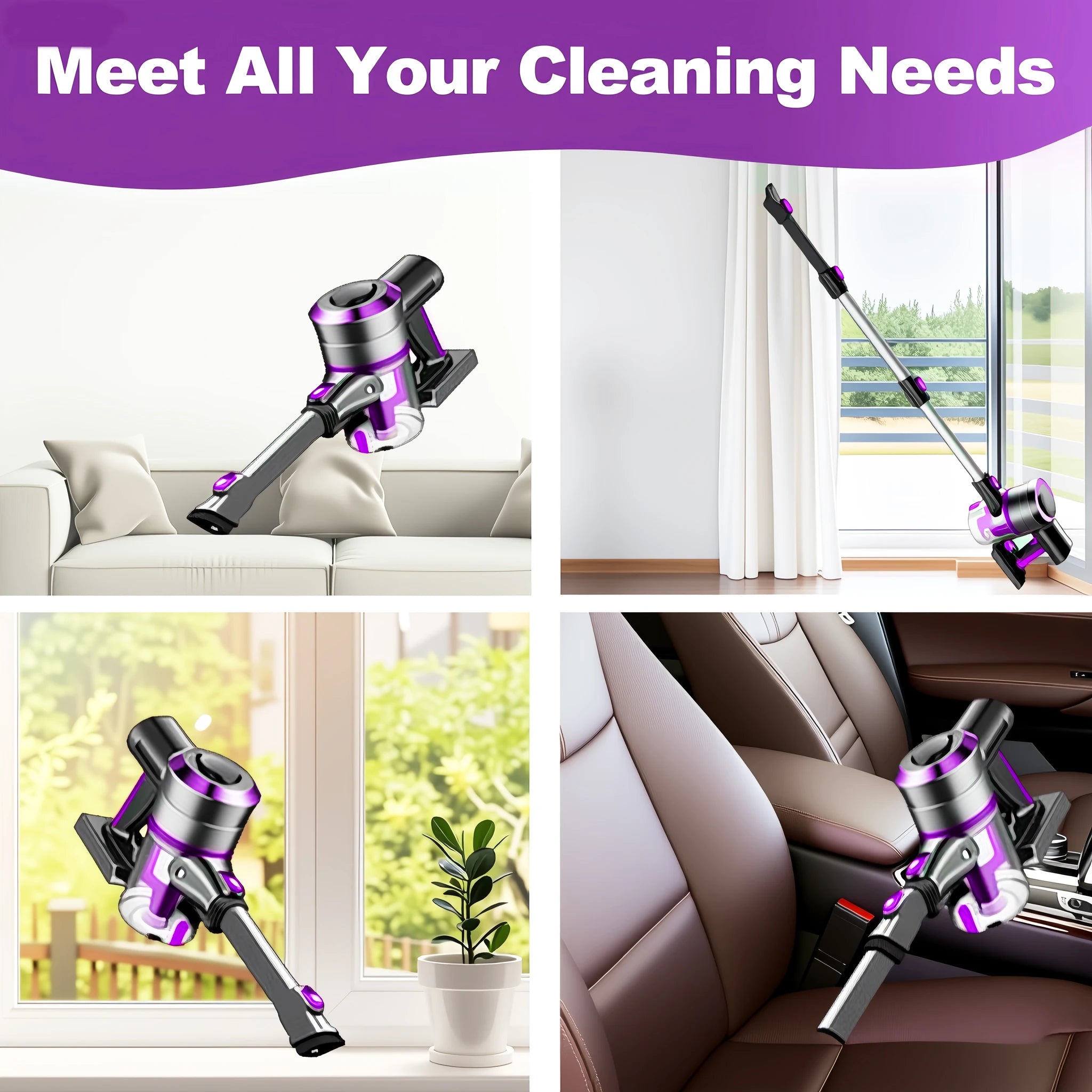 40Kpa Vacuum Cleaner for Home - Lightweight, Stick Vacuum Clean with Large-Capacity Battery, Max 45Mins Runtime