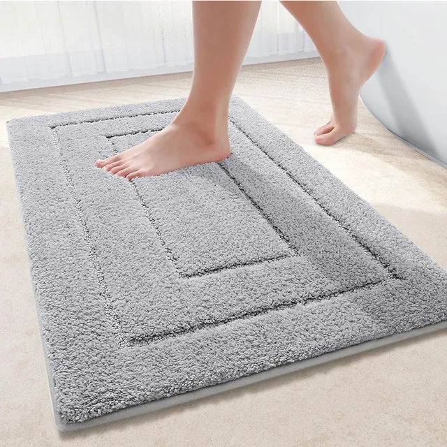 Microfibre Bathroom Rugs Non-Slip Washable Bath Doormat Water Absorbent Resist Dirt Bath Carpet Shower Velveteen Foot Mat