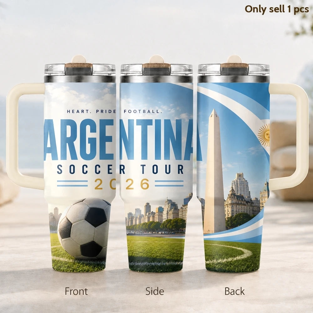 2026 France Football City Design Vacuum Flasks 40oz 3rd Gen Insulated Stainless Steel Tumbler Cup with Handle Straw Lid Gifts