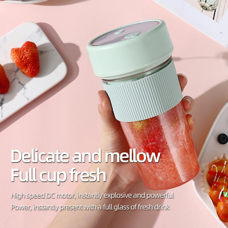 Portable Blender Electric Juicer Cup Large Capacity USB Rechargeable Mini Smoothie Maker 6 Blades Ice Crusher for Shakes Travel