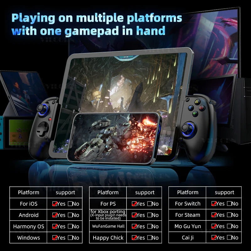 D10/D10S Stretching Cooling Gamepad Bluetooth-compatible 5.2 Joystick For SWITCH/Android/lOS/PC/PS3/PS4 Streaming Controller