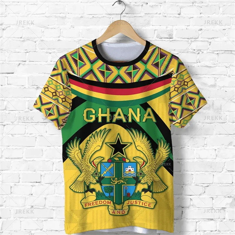 3D Ghana Nationa IndependenceDay Printed T Shirt The Republic-of Ghana Emblem Flag Graphic Tee-shirts For Men Mens Clothing Tops