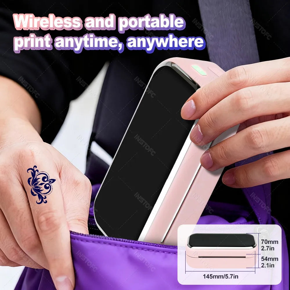 80mm Tattoo Stencil Printer Thermal Tattoo Printer with 3inch Transfer Paper Wireless Bluetooth Mini Portable Printer DIY Artist