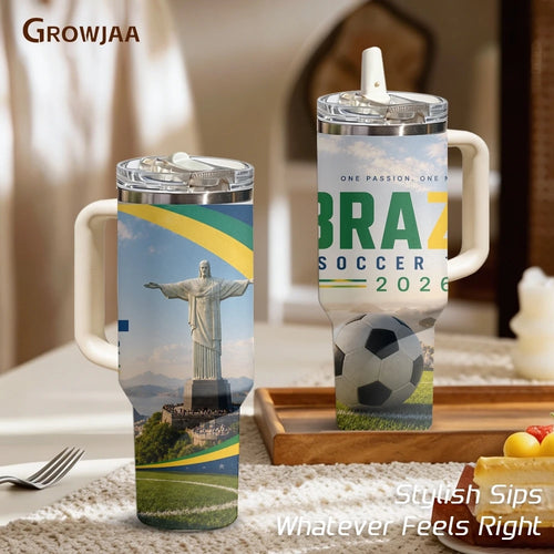 2026 France Football City Design Vacuum Flasks 40oz 3rd Gen Insulated Stainless Steel Tumbler Cup with Handle Straw Lid Gifts