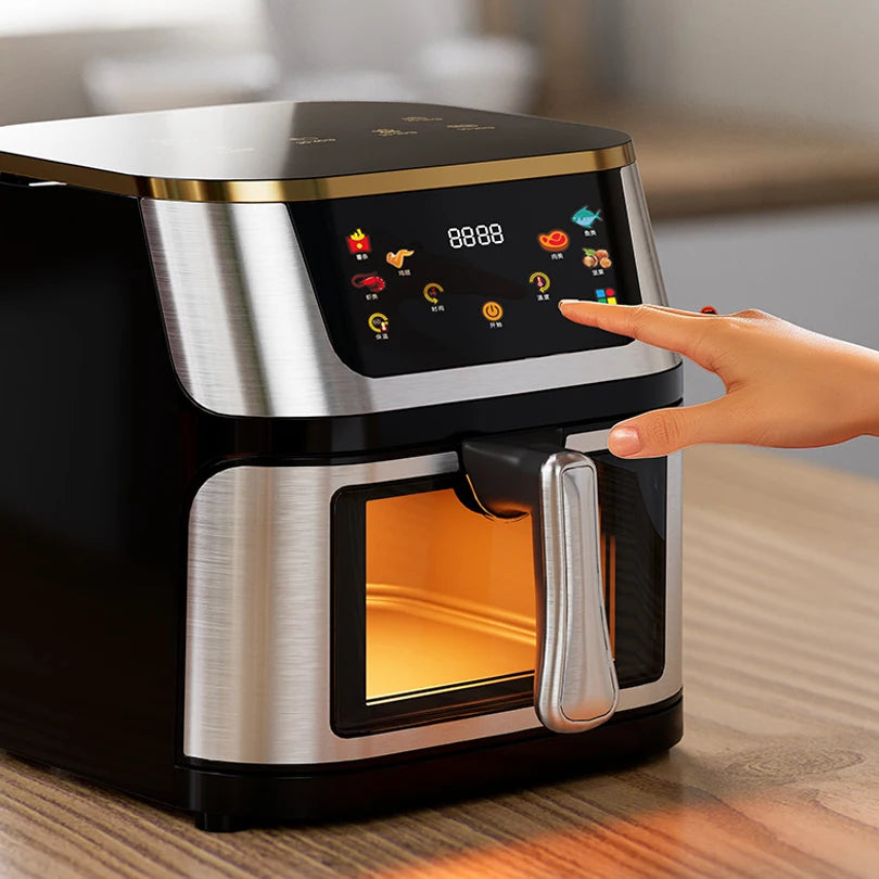 10L Large Capacity Air Fryer Multifunctional Electric Oven with Touch Screen Non-stick Pan Healthy Baking Utensils for Household