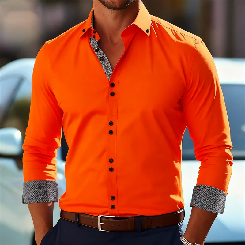 2026 New Men's Button Business Casual Shirt Long Sleeve Collar Shirt - Fashionable and Elegant Casual Top Shirt
