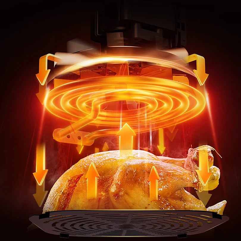10L Large Capacity Air Fryer Multifunctional Electric Oven with Touch Screen Non-stick Pan Healthy Baking Utensils for Household