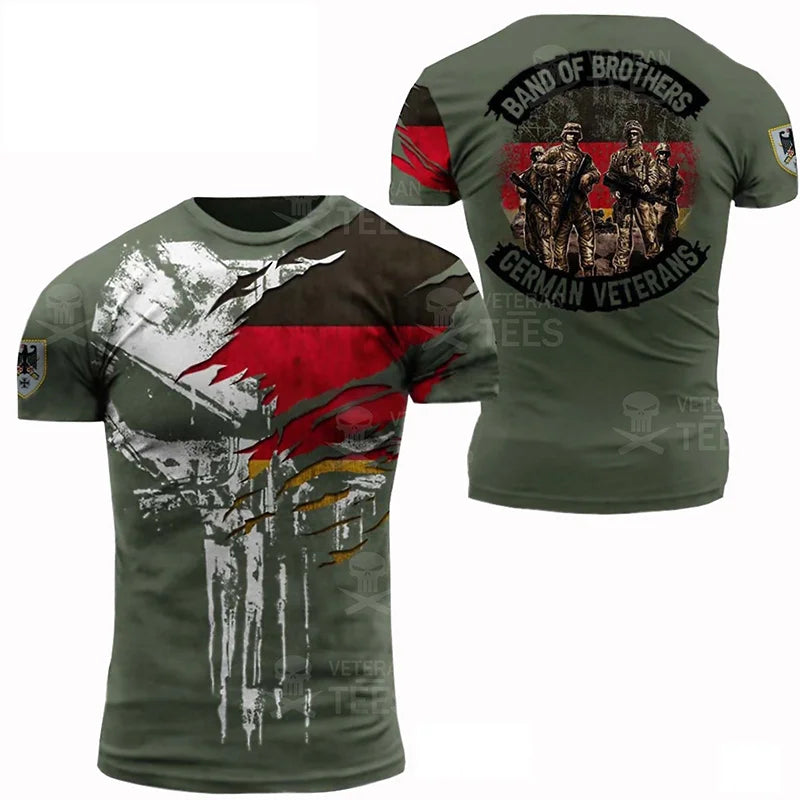 Germany Flag T Shirt Men Tops Tee Shirts 3D Jungle Camo Printed Deutschland Eagle Emblem T-Shirt Olive Beige Forest Short Sleeve