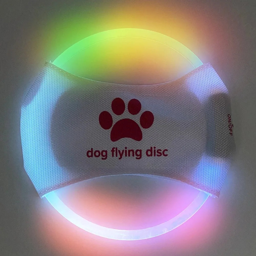 LED luminous Dog Flying Discs Glowing Interactive Dog Trainning Toy Self Happy 3 Modes Light Pet Luminous Flying Discs