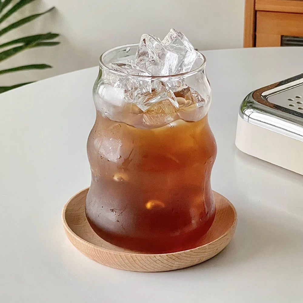 INS Ripple Drinking Glasses 530/410/650ML Origami Style Glass Cup Ribbed Glassware Glass Cups For Tea Coffee Milk Home Office