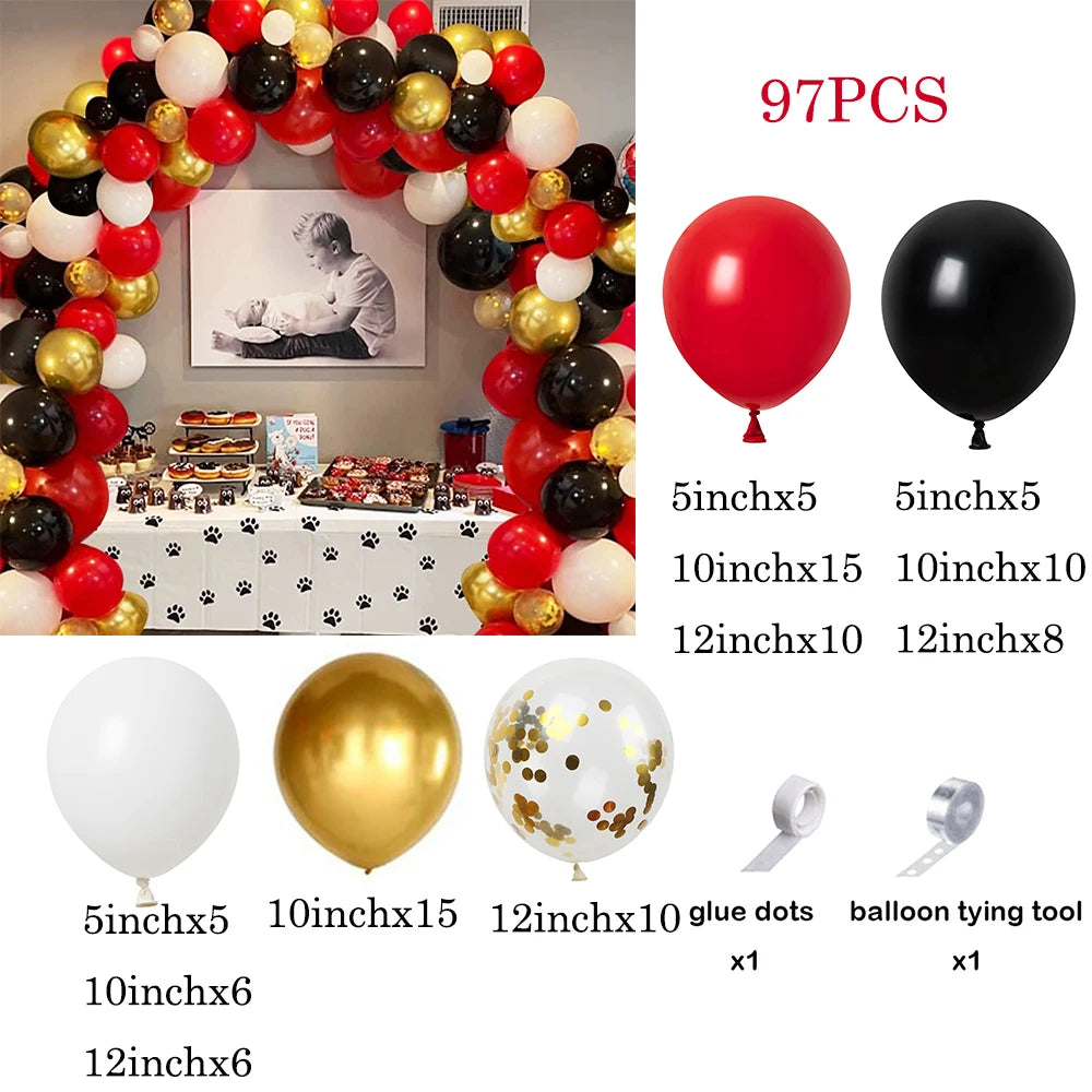 1 Set Red Black Balloons Garland Arch Kit Baby Shower Birthday Decorations Red White Black Silver Balloon Graduation Party Decor
