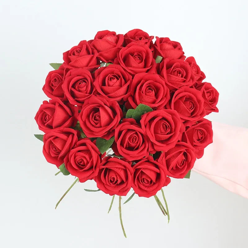 1/3/5Pcs Artificial Flowers Bouquet Red Silk Fake Rose Flower for Wedding Home Table Decoration Christmas Valentine's Day Gifts