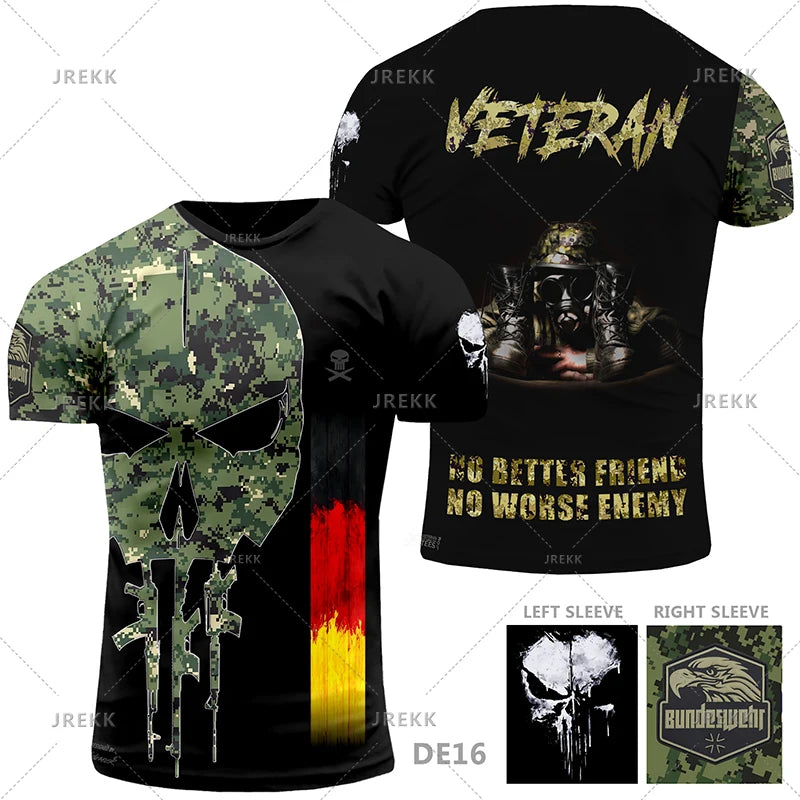 Germany Flag T Shirt Men Tops Tee Shirts 3D Jungle Camo Printed Deutschland Eagle Emblem T-Shirt Olive Beige Forest Short Sleeve
