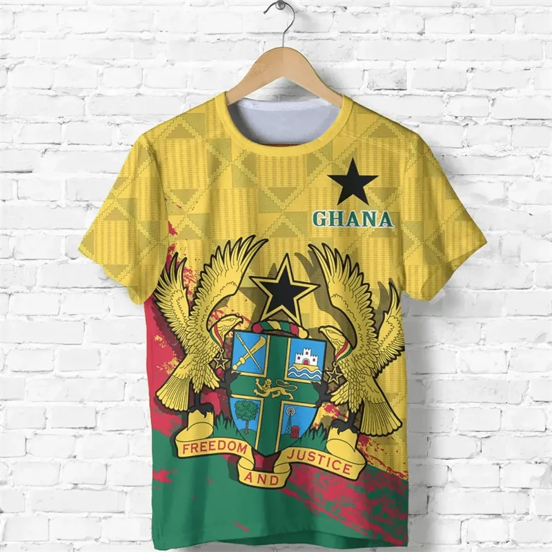 3D Ghana Nationa IndependenceDay Printed T Shirt The Republic-of Ghana Emblem Flag Graphic Tee-shirts For Men Mens Clothing Tops