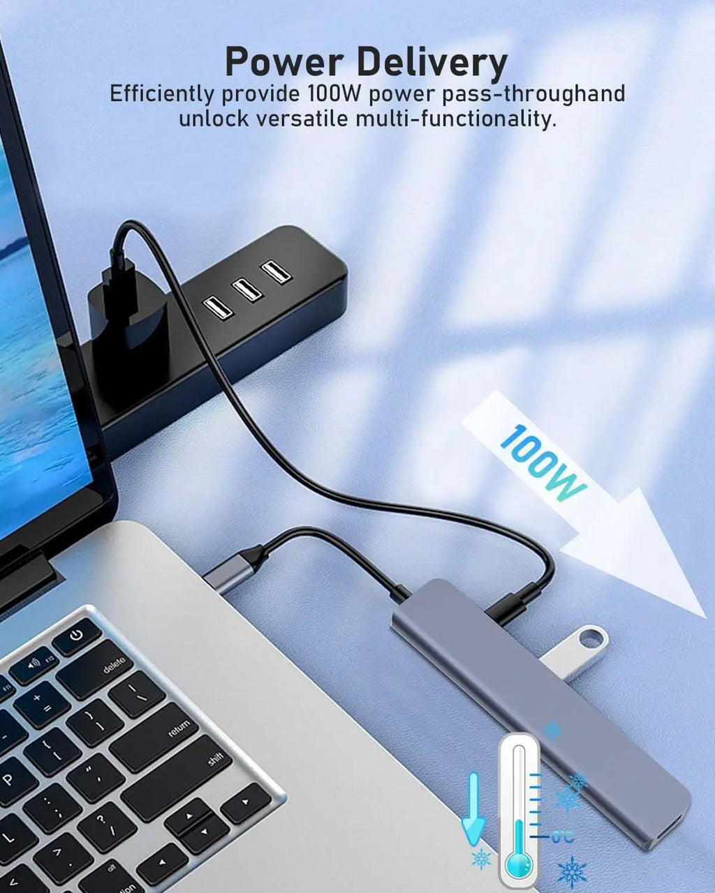 7-in-1 USB C Hub, 4K HDMI USB 3.0 Docking Station, 87W PD Charging, SD/TF Card Reader, Compatible for Laptop, Tablet, Phone
