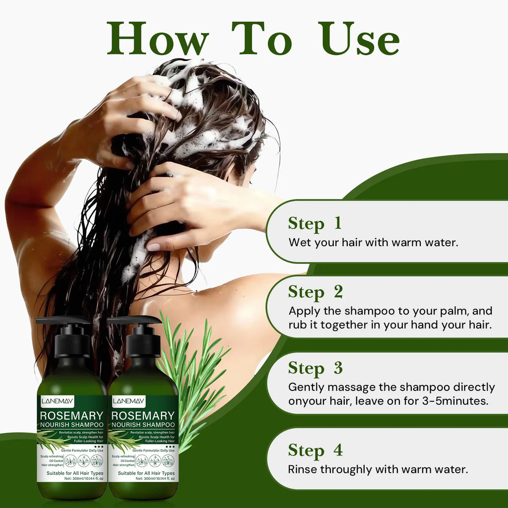 Rosemary  Nourish Shampoo - Enhances volume and thickness, controls oil, nourishes and repairs hair, suitable for all hair types