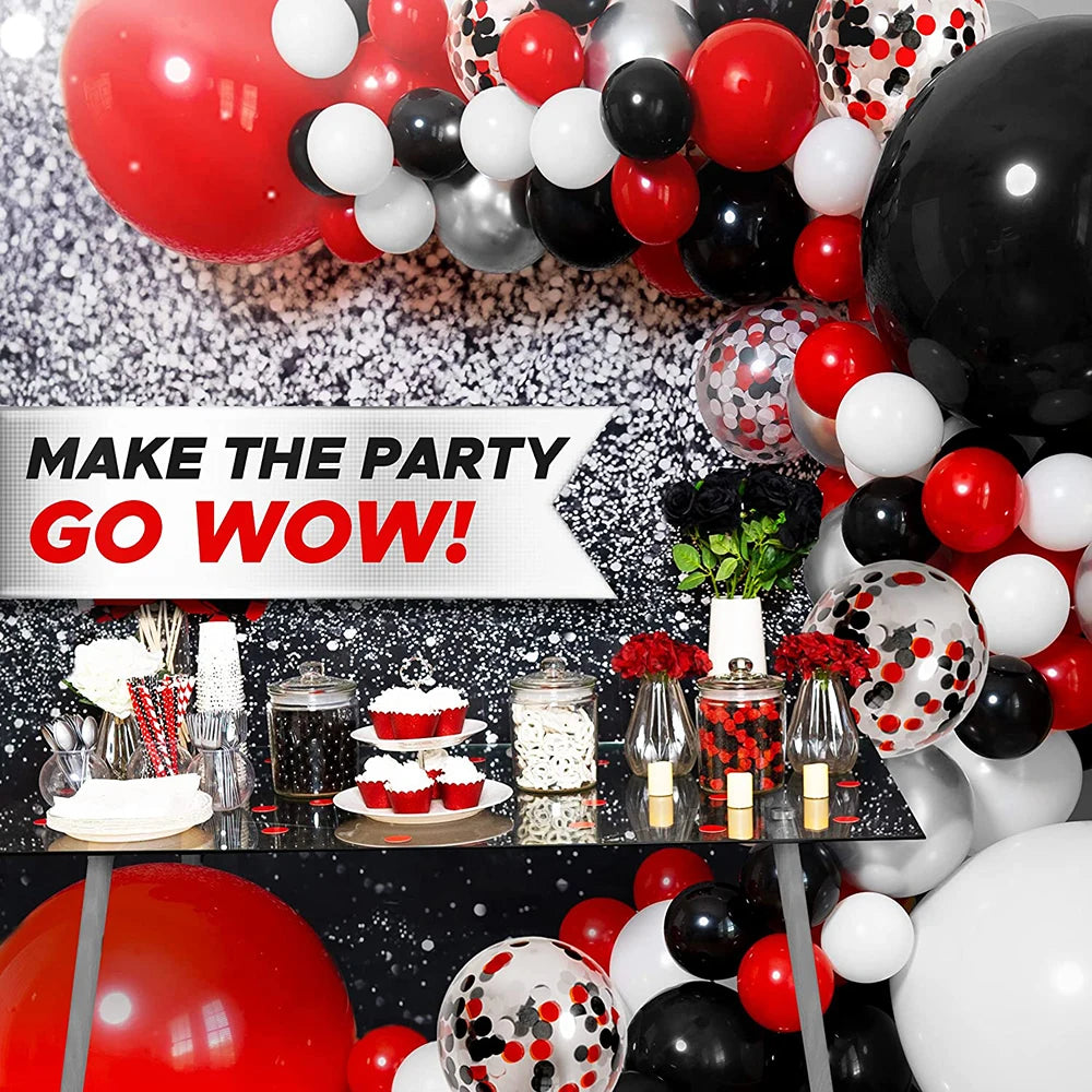 1 Set Red Black Balloons Garland Arch Kit Baby Shower Birthday Decorations Red White Black Silver Balloon Graduation Party Decor