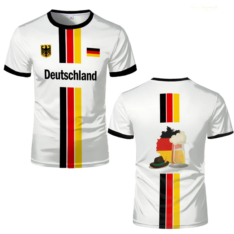 New Design Germany Football Jersey T-shirt For Men German Flag Pattern Short-sleeved Tees Tops Summer Sports Oversized Tshirt
