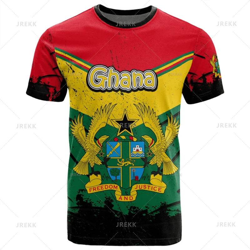 3D Ghana Nationa IndependenceDay Printed T Shirt The Republic-of Ghana Emblem Flag Graphic Tee-shirts For Men Mens Clothing Tops