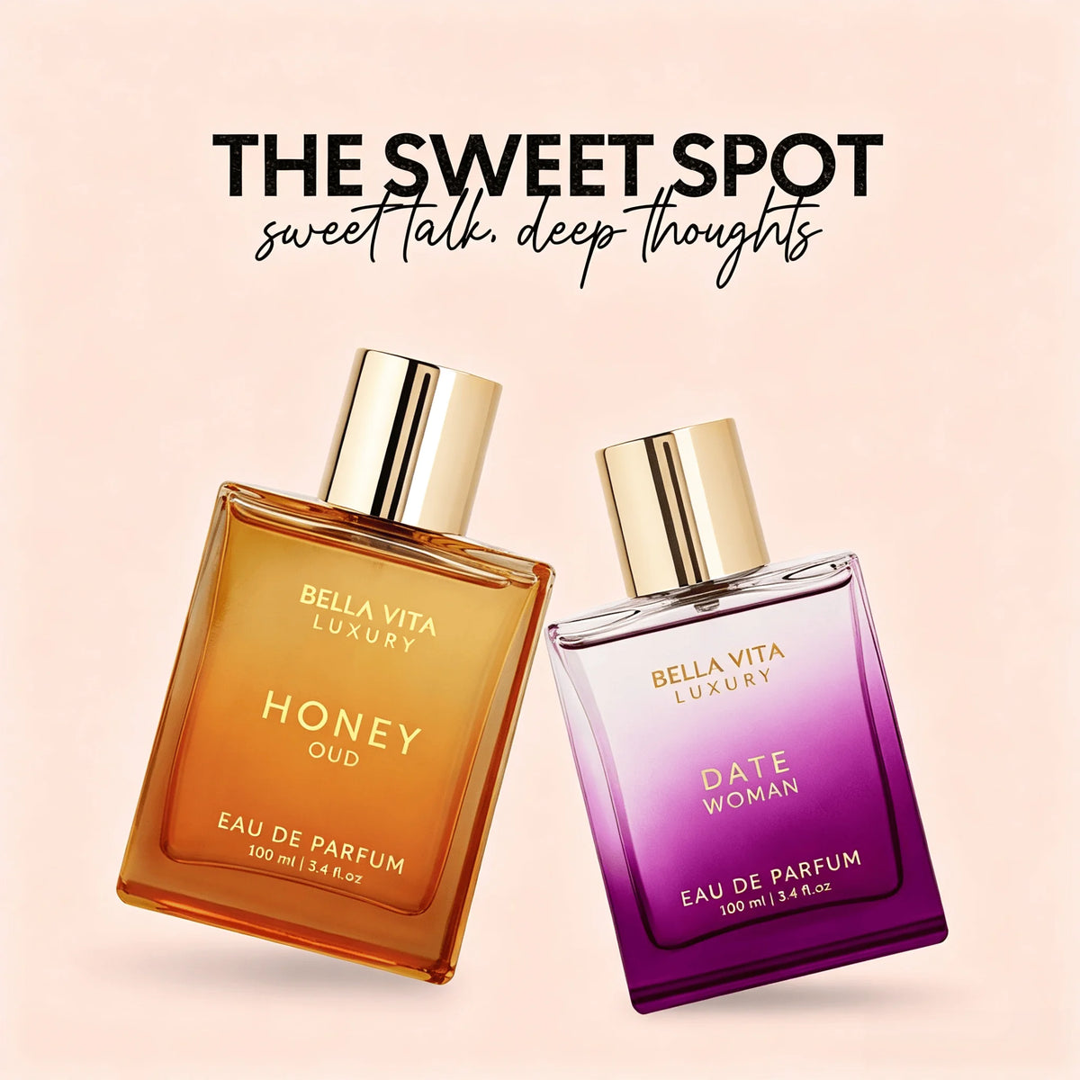 The Sweet Spot by BellaVita Luxury | Honey Oud & Date Woman Unisex Eau de Parfum | Long Lasting Fragrance, 100mlThe Sweet Spot by BellaVita Luxury | Honey Oud & Date Woman Unisex Eau de Parfum | Long Lasting Fragrance, 100ml