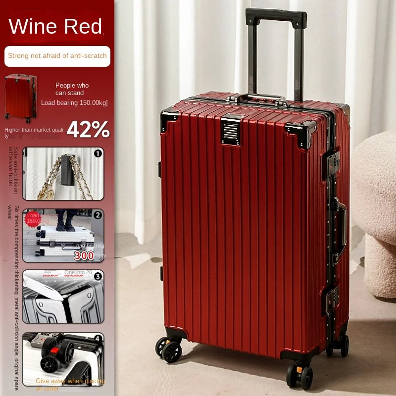 Suitcase Aluminum Frame New Luggage Men and Women Password trolley case Student Removable Wheel 20/28 inch Travel Suitcases