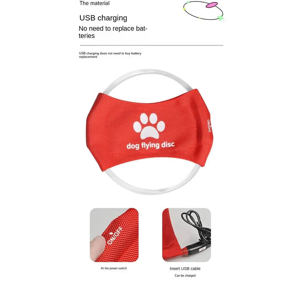 LED luminous Dog Flying Discs Glowing Interactive Dog Trainning Toy Self Happy 3 Modes Light Pet Luminous Flying Discs