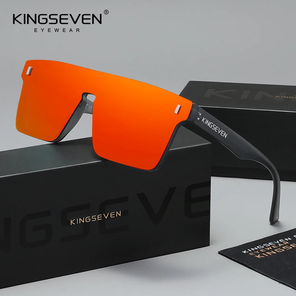 KINGSEVEN Sunglasses Men Women Anti-Glare Polarized UV400 Fashion Glasses Outdoor Diving Rimeless Square Large Eyewear Frames