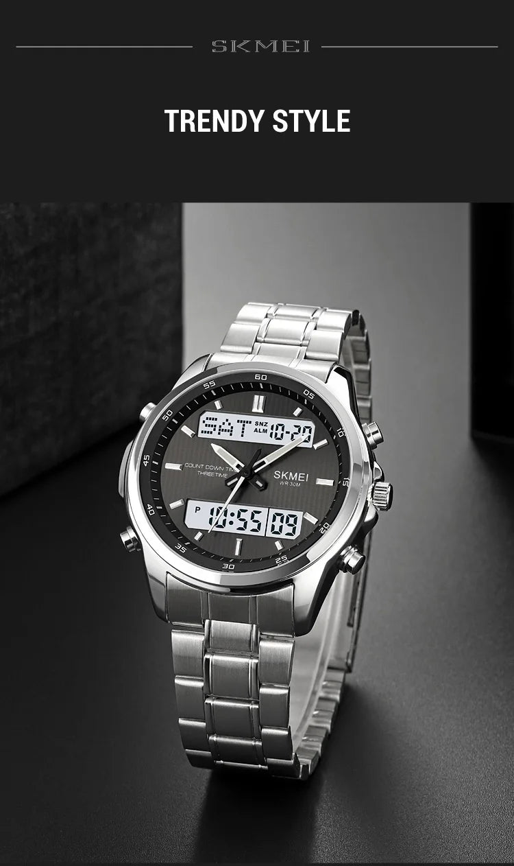 SKMEI 2049 Brand Electronic Watches for Man Fashion Large Dial Wristwatch Luminous Alarm Clock Calendar Casual Men Digital Watch