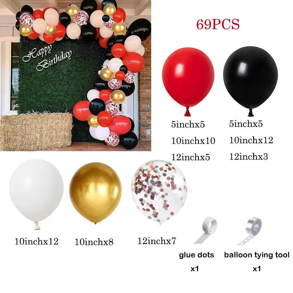 1 Set Red Black Balloons Garland Arch Kit Baby Shower Birthday Decorations Red White Black Silver Balloon Graduation Party Decor