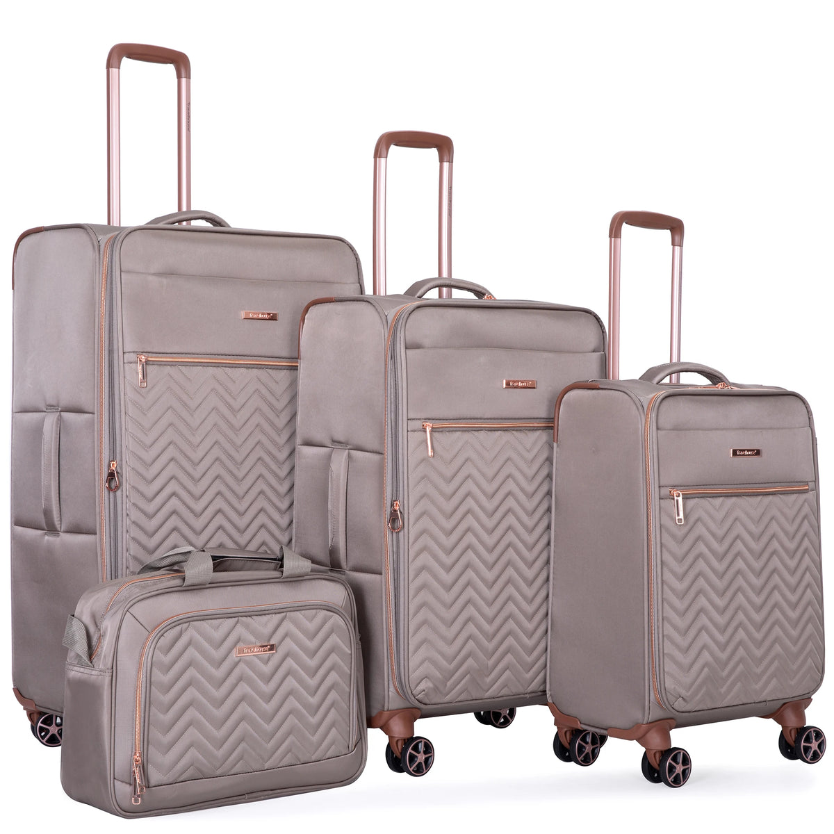 Travelhouse 4 Piece Luggage Set Softside Expandable Lightweight Suitcase with Double Spinner Wheels