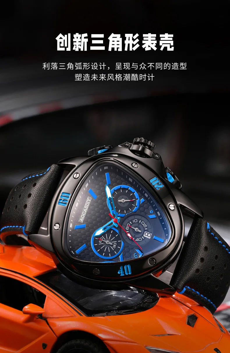 New Cool Triangle Watch Men Top Luxury Chronograph Watches Waterproof Quartz Wristwatches Gifts Relogio Masculino Drop Shipping