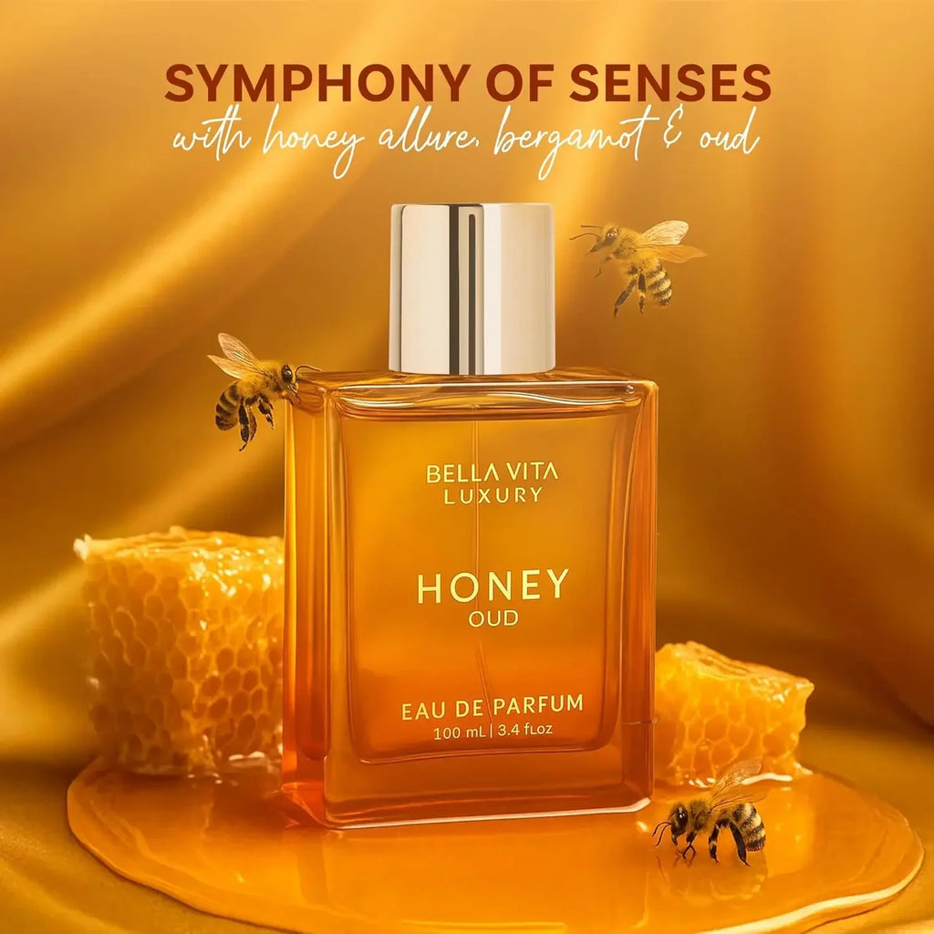 BellaVita Luxury Honey Oud EDP 3.4oz / 100ml Warm Sweet Amber Vanilla Long Lasting Unisex Perfume Ideal Holiday Gift
