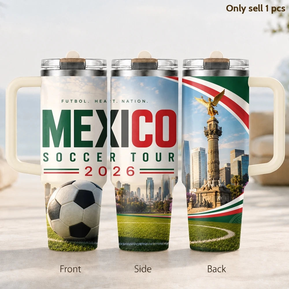 2026 France Football City Design Vacuum Flasks 40oz 3rd Gen Insulated Stainless Steel Tumbler Cup with Handle Straw Lid Gifts