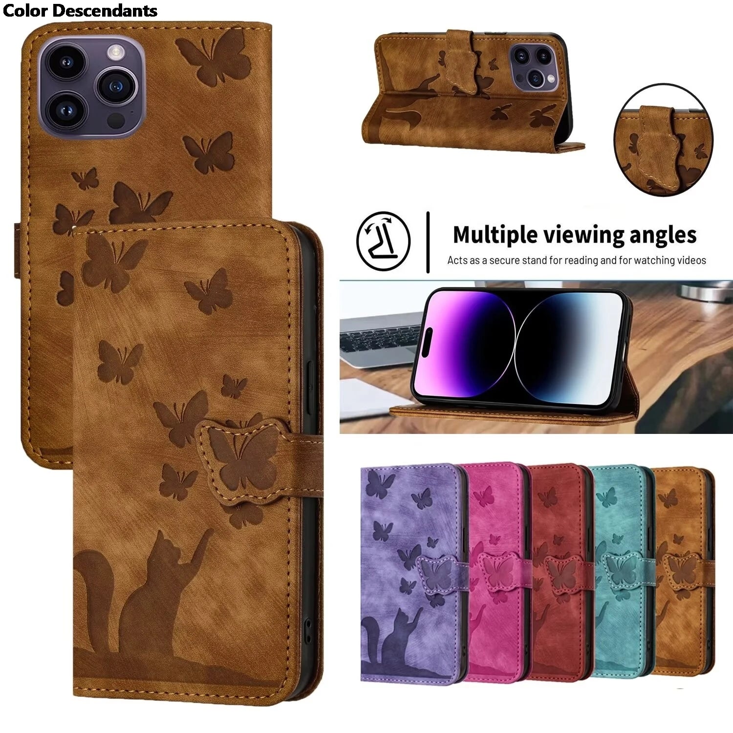 Flip Wallet Funda Butterfly Cat Holster Phone Case For Poco C65 C75 M3 M6 X3 X5 Pro NFC 4G Book Cover