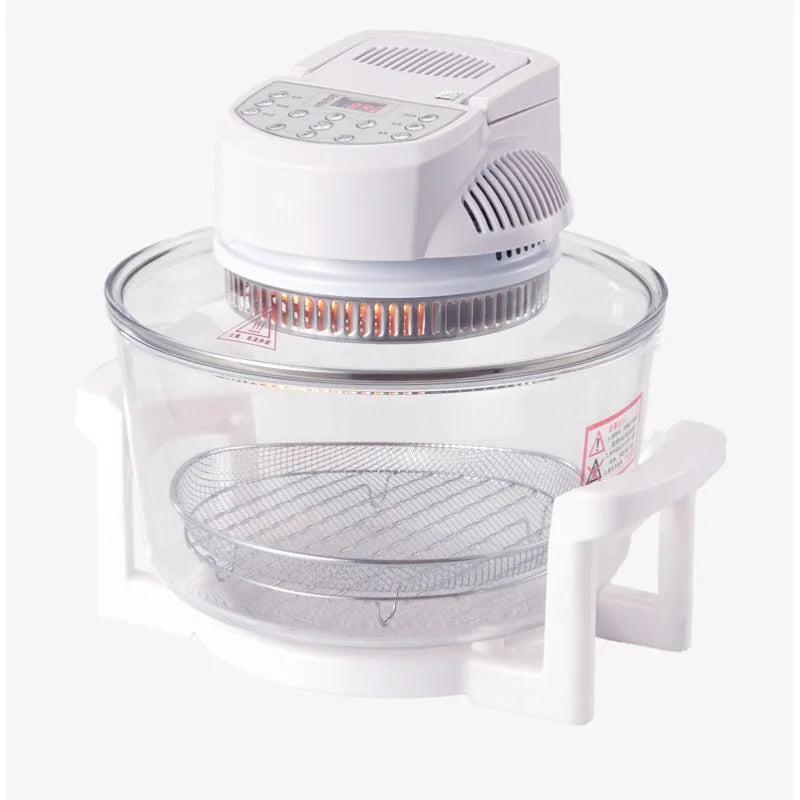 Transparent Air Fryer Oven - 12L Digital Halogen Convection Turbo Flavor Wave with Glass Bowl
