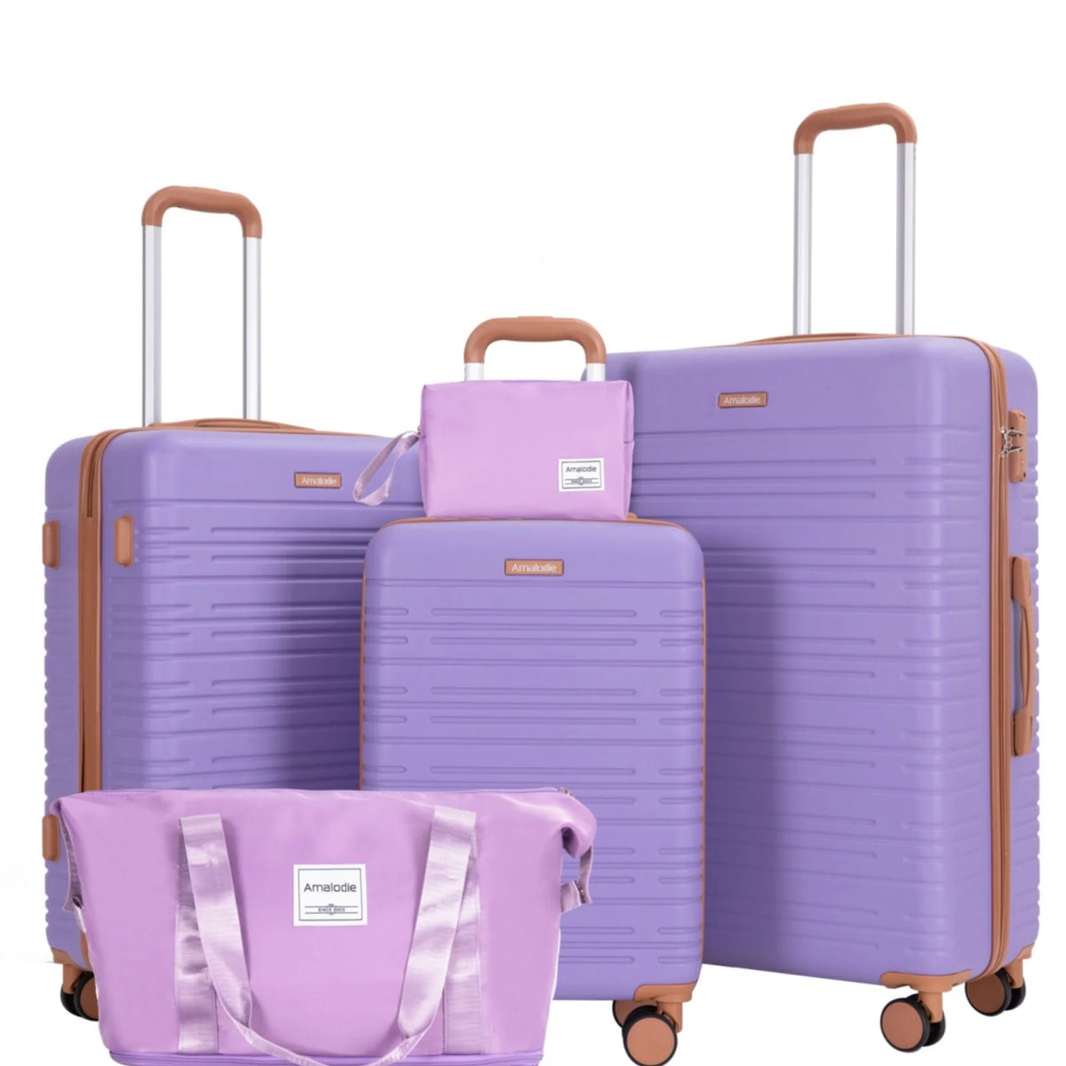 Luggage sets 5 Pieces,Hardshell Suitcase set with Double Spinner Wheel,Travel Case with TSA Lock and Weekend Duffle Bag