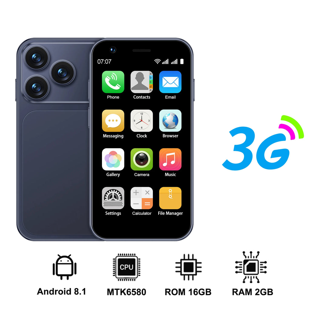 SERVO 18SE Mini Smartphone Android OS 3.0" Fullview Display 3G Cellular 2GB+16GB Face Unlock Small Mobile Phones GPS Play Store