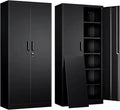 Yizosh Metal Garage Storage Cabinet with 2 Doors and 5 Adjustable Shelves - 71 Steel Lockable File Cabinet,Locking Tool Cabinets