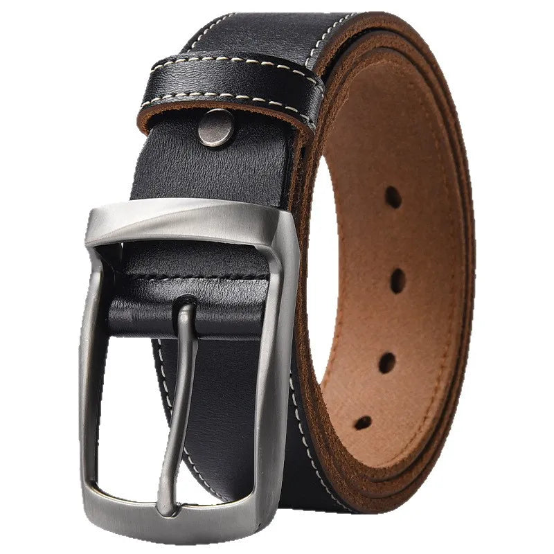Men's Genuine Leather Needle Buckle Waistband Large Size 105-140 150 160 170cm Cowhide Retro Belt Handmade Casual Trend Belt