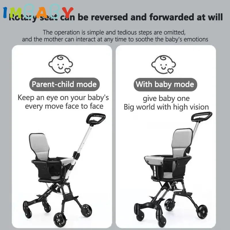 IMBABY Baby Stroller Portable And Foldable Two-way Seat, Suitable For All Seasons Safe Travel For Newborns Lightweight Travel