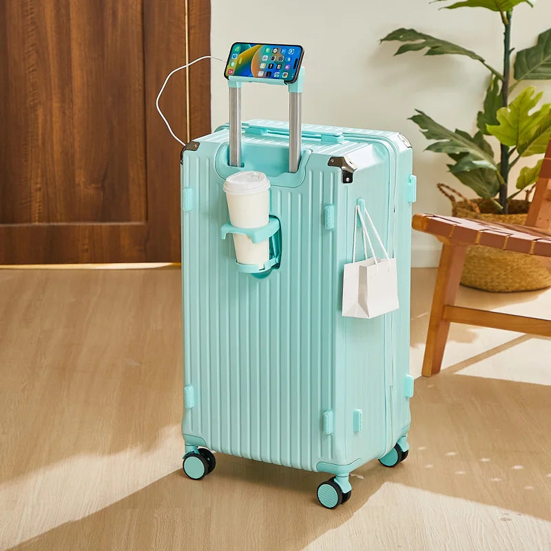 Luggage 20 inch |Cup Holder/Waterproof multifunctional Suitcase Hand Carry Large Capacity Universal Wheel Simple Suitcase