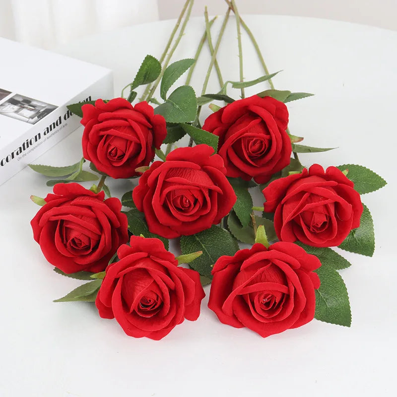 1/3/5Pcs Artificial Flowers Bouquet Red Silk Fake Rose Flower for Wedding Home Table Decoration Christmas Valentine's Day Gifts