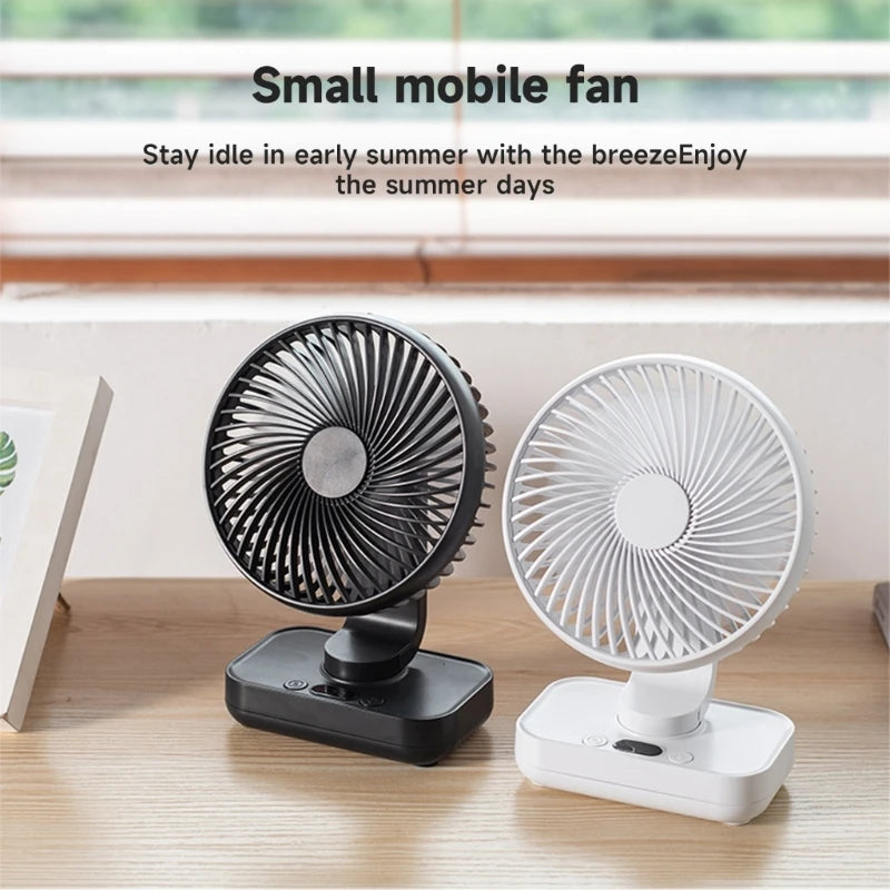 Oscillating Desk Fan with 4000mAh Battery Rechargeable Multidirectional for Home Office Library Travel Camping Outdoor