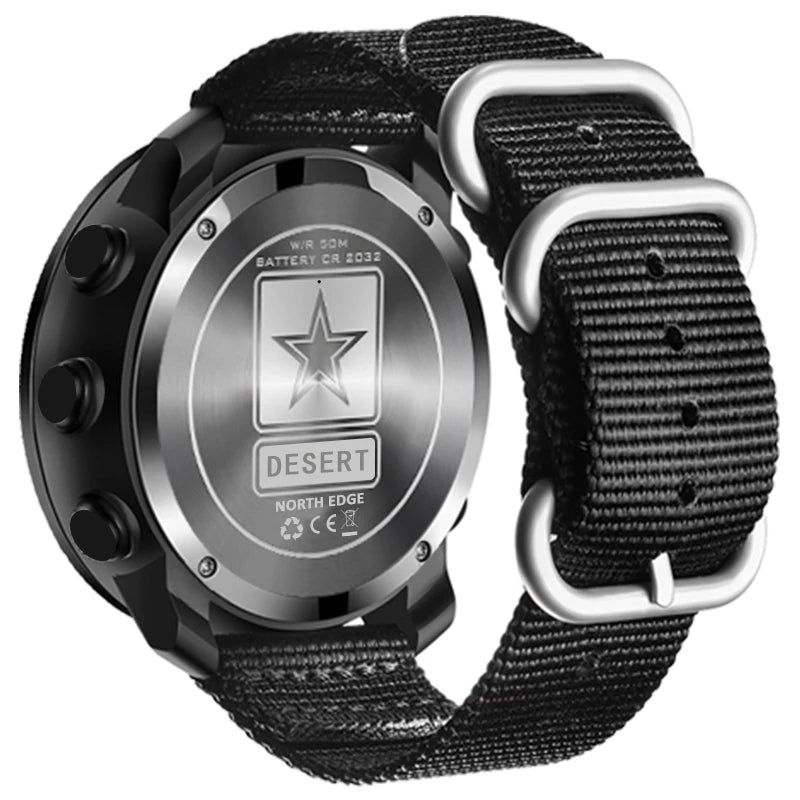 NORTH EDGE DESERT Men Digital Watch Outdoor Sports Running Swimming Outdoor Sport Watches Altimeter Barometer Compass WR50M