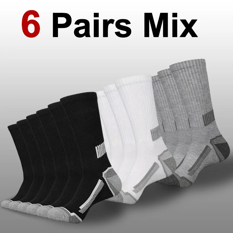6/12 Pairs Men Mid Tube Casual Basketball Socks Soft Comfortable Breathable Odor Proof Sweat Absorbing All Season Sports Socks