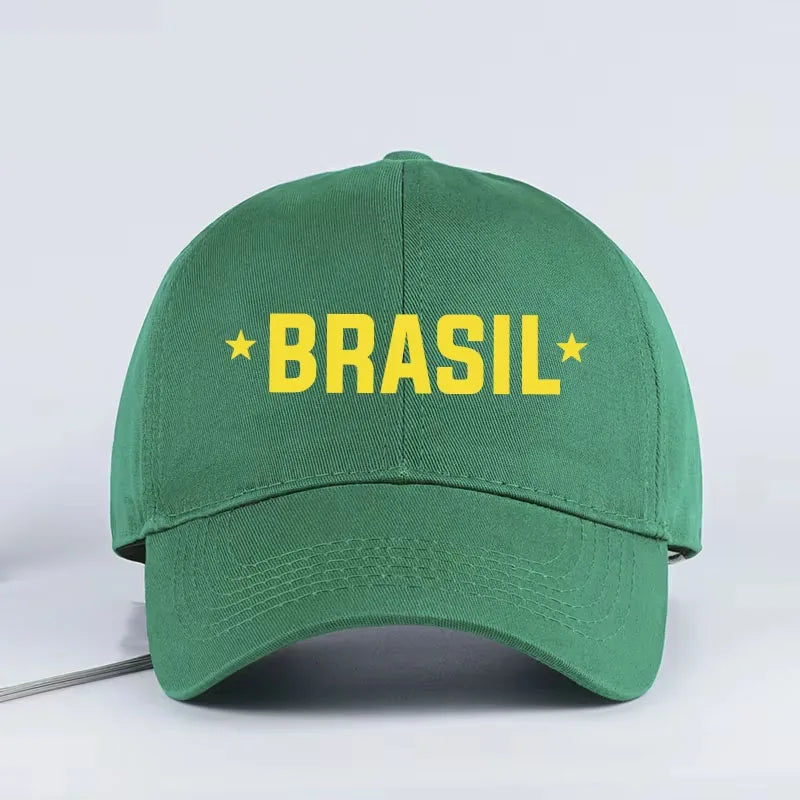 Brazil Fans “BRASIL” Printed Soft-Peak Baseball Cap Unisex Adjustable Sun Hat for Soccer Enthusiasts Adult Child Sunscreen Hats
