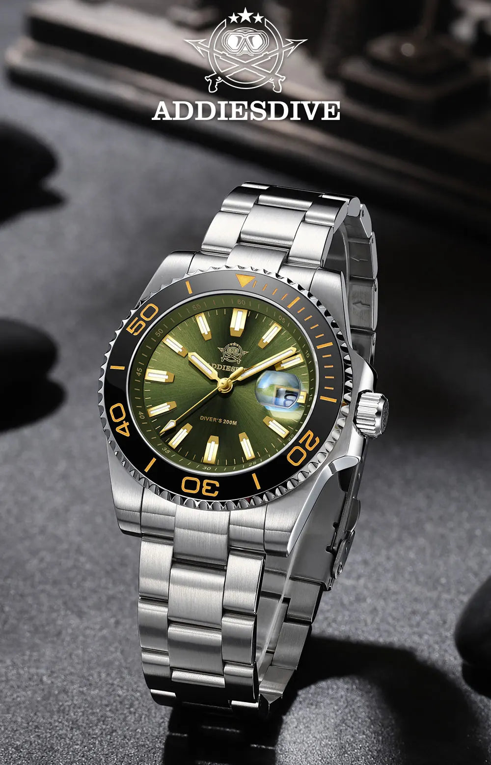 ADDIESDIVE New Diving Watch Men Luminous Cerammic Bezel 316L Stainless Steel 200m Waterproof AR Coated 41mm Quartz Wristwatch